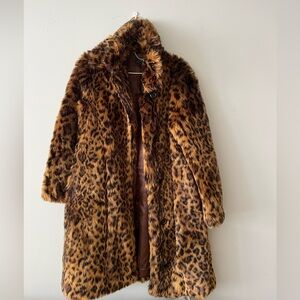 J Crew Faux Fur Fuzzy Leopard Coat